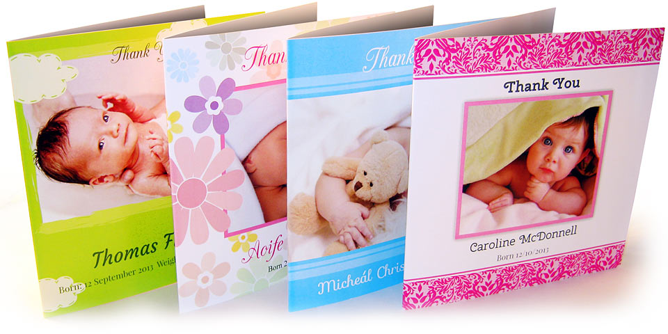 4 different baby thank you cards
